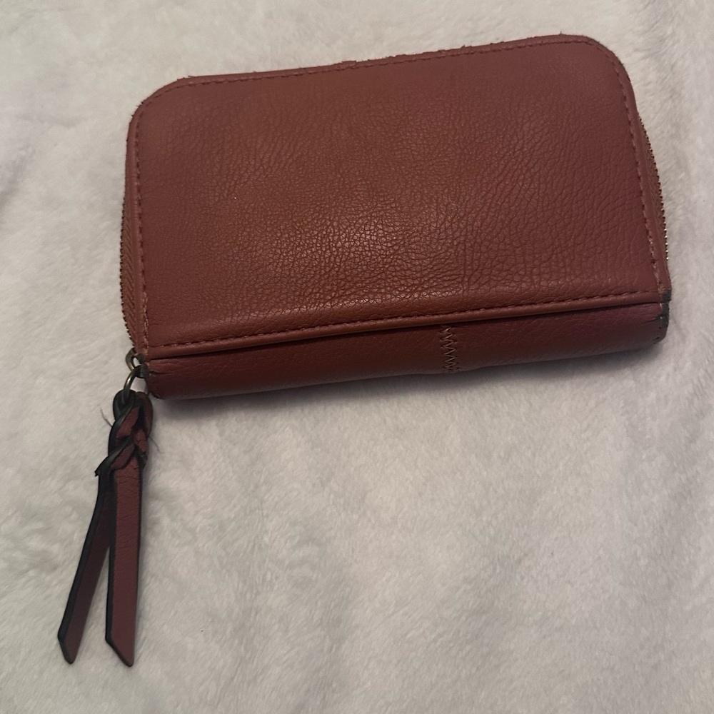 Universal Thread Brown Zip-Around Leather Card Wa… - image 3